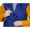 Yellowjacket® blue flame retardant welding jacket with  cotton body and yellow split cowleather leather sleeves